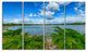 Landscape with Green and Waters, Landscape Canvas Art Print, 48"x28", 4 Panels