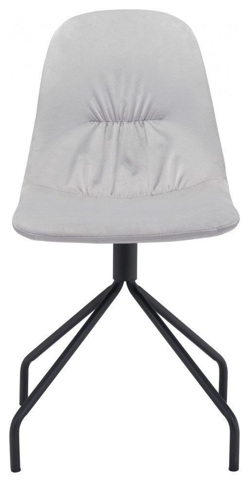 Set of 2 Wide Back Light Gray Velvet Dining or Side Chairs