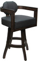 Swivel Wood Bar Stool Kadir Plus on S-Base, Gray Vinyl - Dark Walnut, 26"