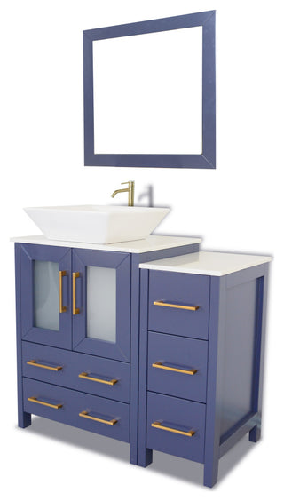 Vanity Art Bathroom Vanity Set With Sink, Blue, 36", Standard Mirror