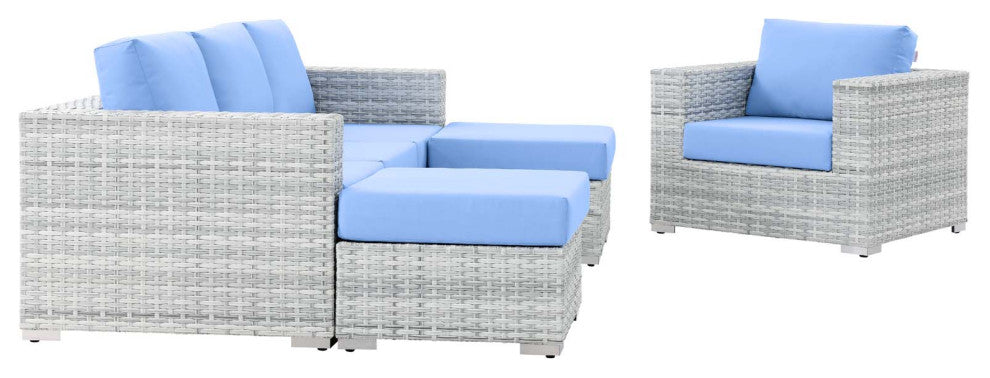 Convene 4-Piece Outdoor Patio Set - Light Gray Light Blue