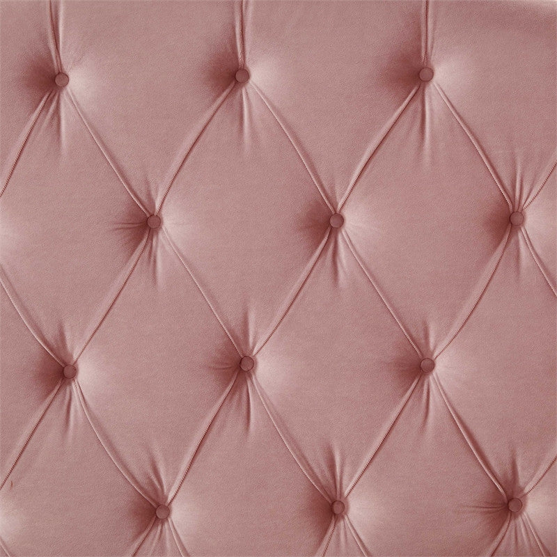 Calliope Bed Blush Velvet Twin Diamond Tufted Headboard and Footboard