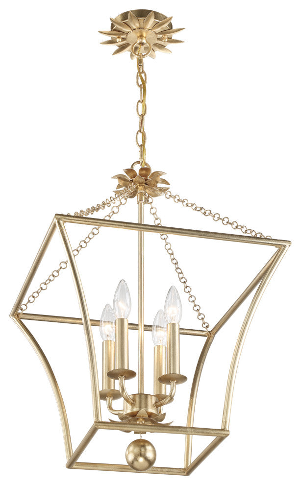 Broche Four Light Lantern in Antique Gold
