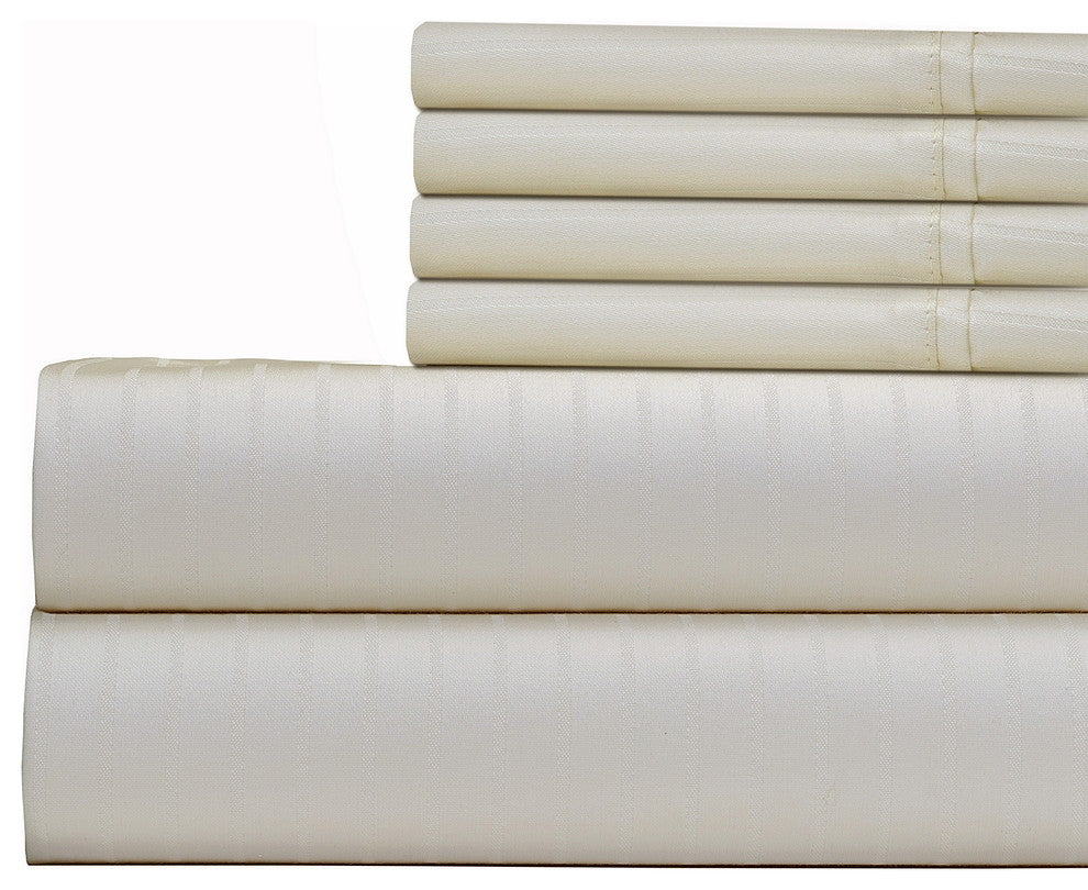 Stripe 700 Thread Count Premier 6-Piece Sheet Set, Ivory, King