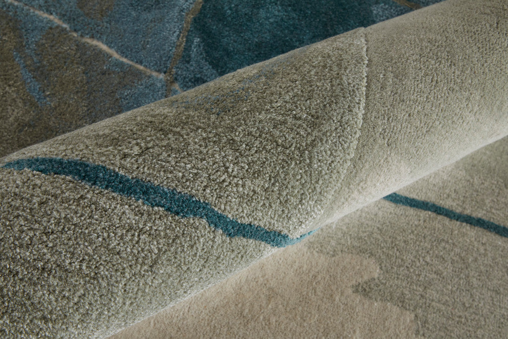 Ramiro R8885 Transitional/Industrial/Casual Rug, Blue/Green, 8'x10'