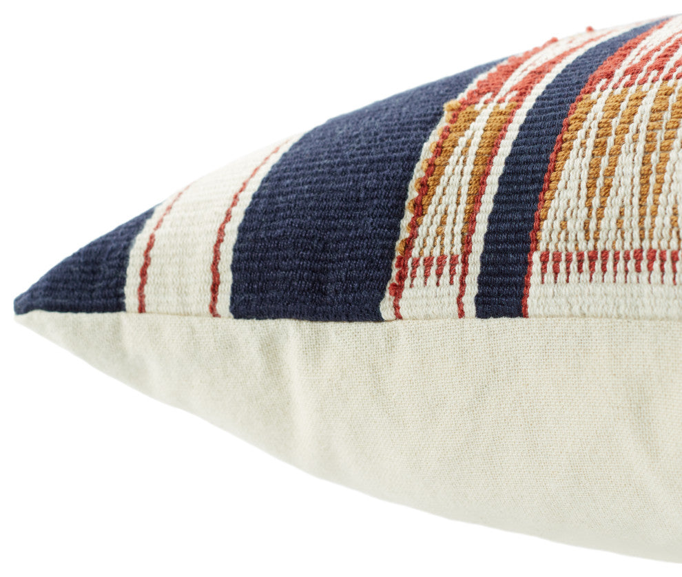 Jaipur Living Patkai Tribal Navy/Cream Poly Fill Pillow 16"X24" Lumbar