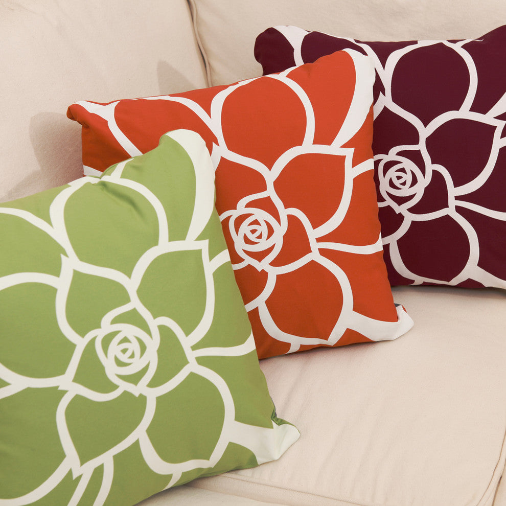 Bloom Organic Cotton Floral Throw Pillow Cover, Apple Green
