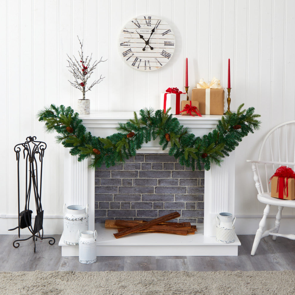 6ï¿½ Mixed Pine and Pinecone Artificial Garland with 35 Clear LED Lights