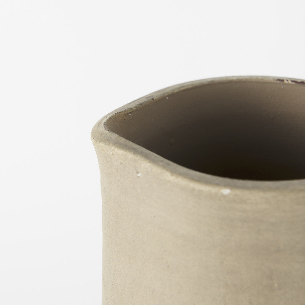 16" Rustic Organic White and Natural Decorative Jug