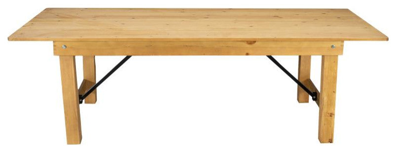 HERCULES Series 8' x 40" Solid Pine Folding Farm Table, Light Natural