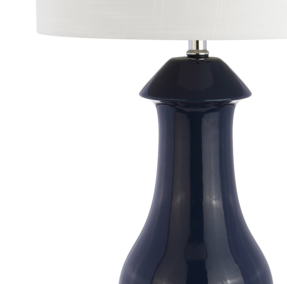 Liberty 31" Ceramic and Crystal Table Lamp, Navy and Clear