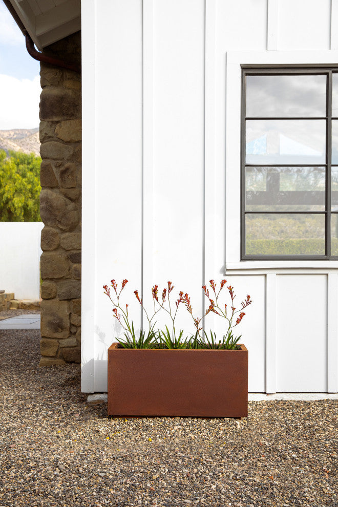 Metallic Series Corten Steel Long Box Planter, Medium
