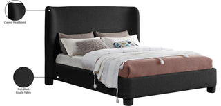 Penny Bed, Black, Queen, Boucle Fabric