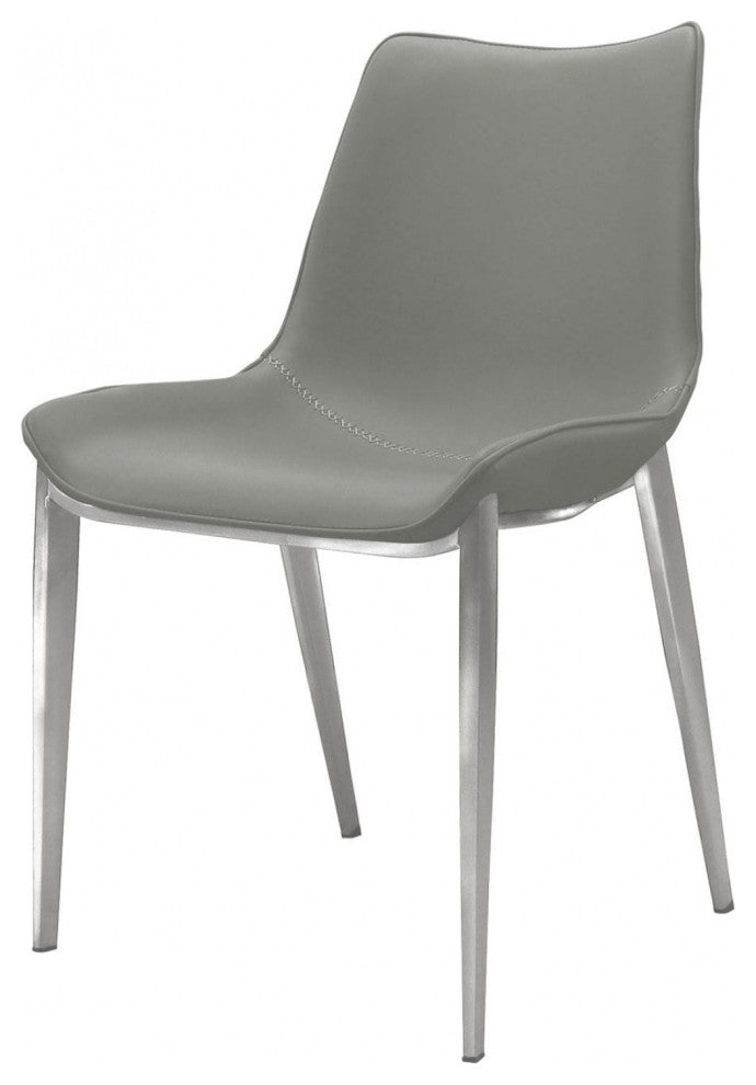 Set of Two Gray Faux Leather Modern Dining Chairs