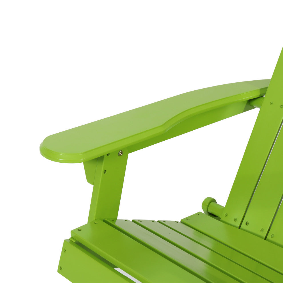 Cartagena Outdoor Acacia Wood Folding Adirondack Chair, Set of 4, Light Green