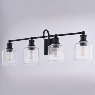 Northbrook 16" 2-Light Traditional Black Bathroom Vanity Fixture, Glass Shade, 4-Light