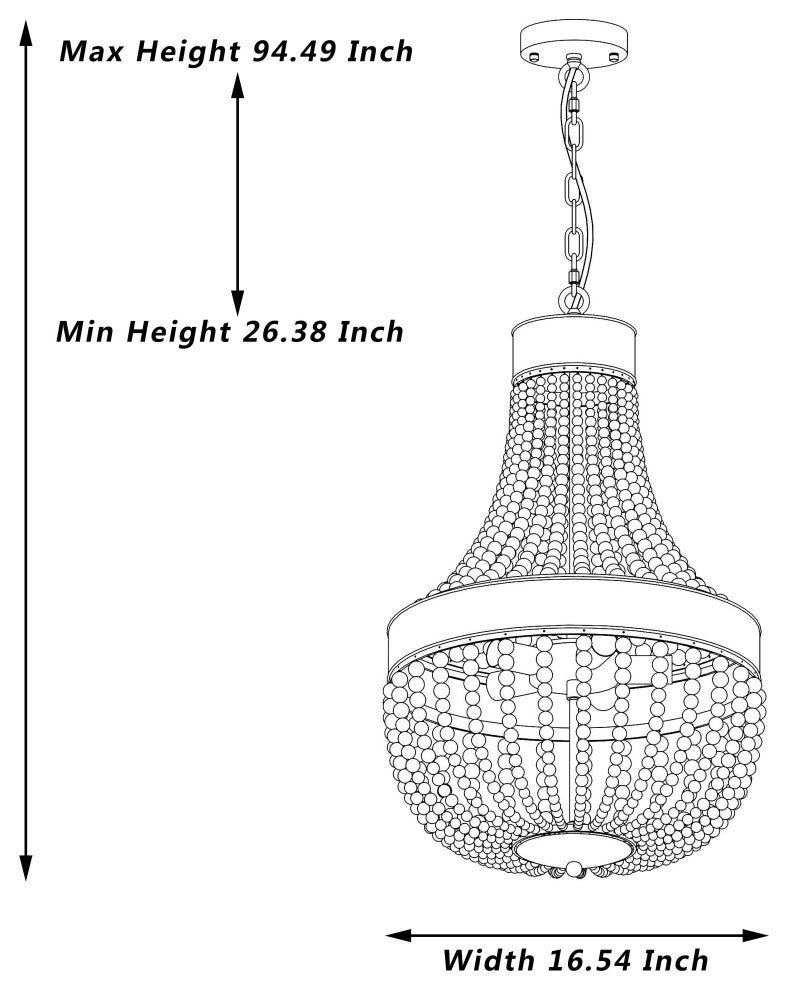 5 Light Unique Empire or Tiered Chandelier, Beaded Accents