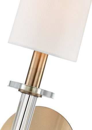 Amherst 1 Light Wall Sconce, Aged Brass Finish, White Faux Silk