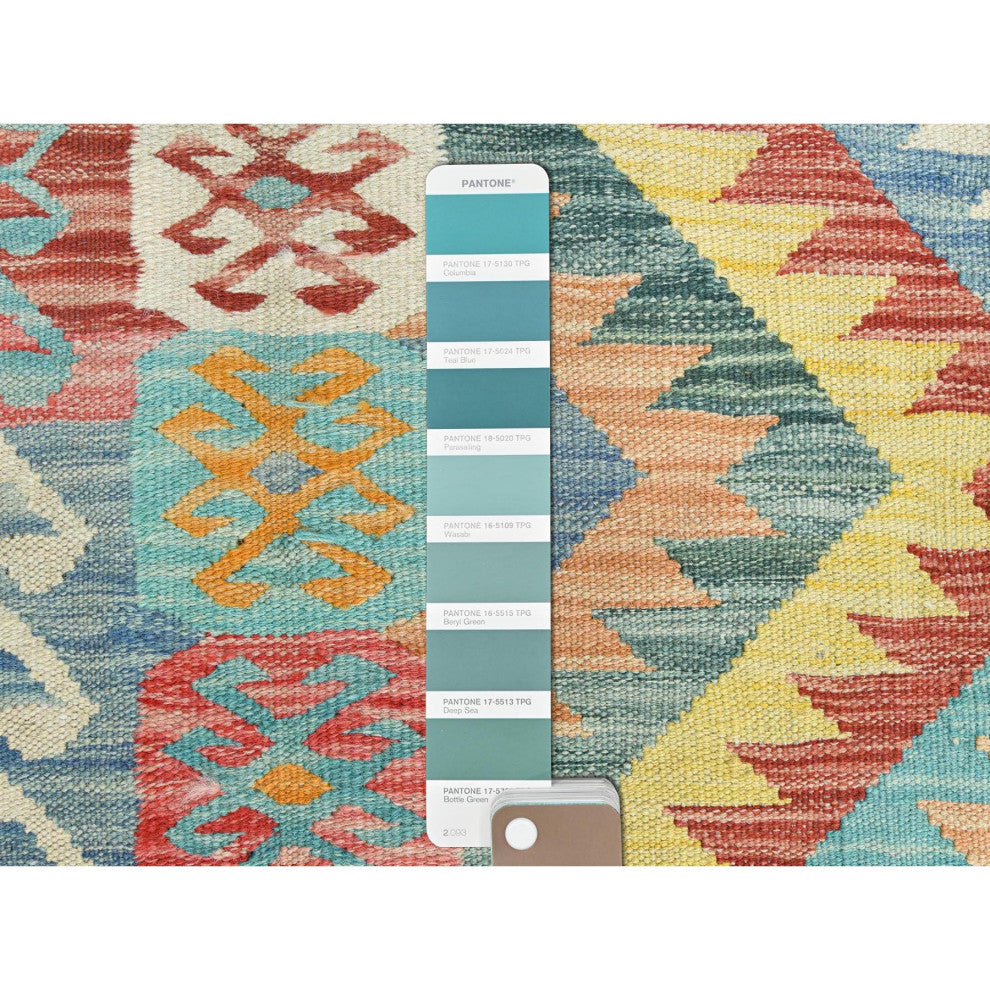 Colorful, Organic Wool Hand Woven, Afghan Kilim Oriental Rug, 2'10"x4'8"