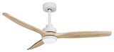 Barbona | Stylish Solid Wood Led Ceiling Fan Lamp With Remote Control, White, 42 Inch