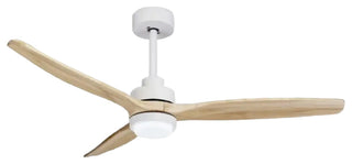 Barbona | Stylish Solid Wood Led Ceiling Fan Lamp With Remote Control, White, 42 Inch
