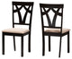 Natia Contemporary Sand Upholstered and Espresso Brown Dining Chair, Set of 2