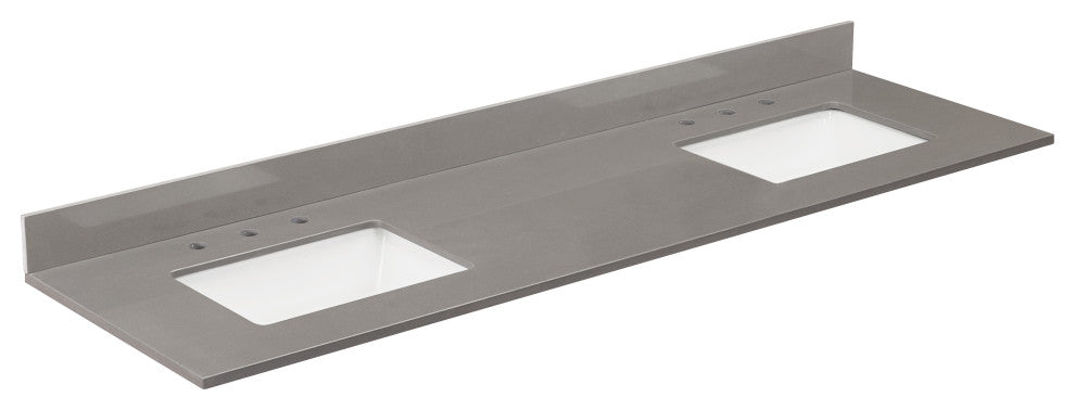 Madrid Bathroom Vanity Countertop, Concrete Gray With White Sink, 73"