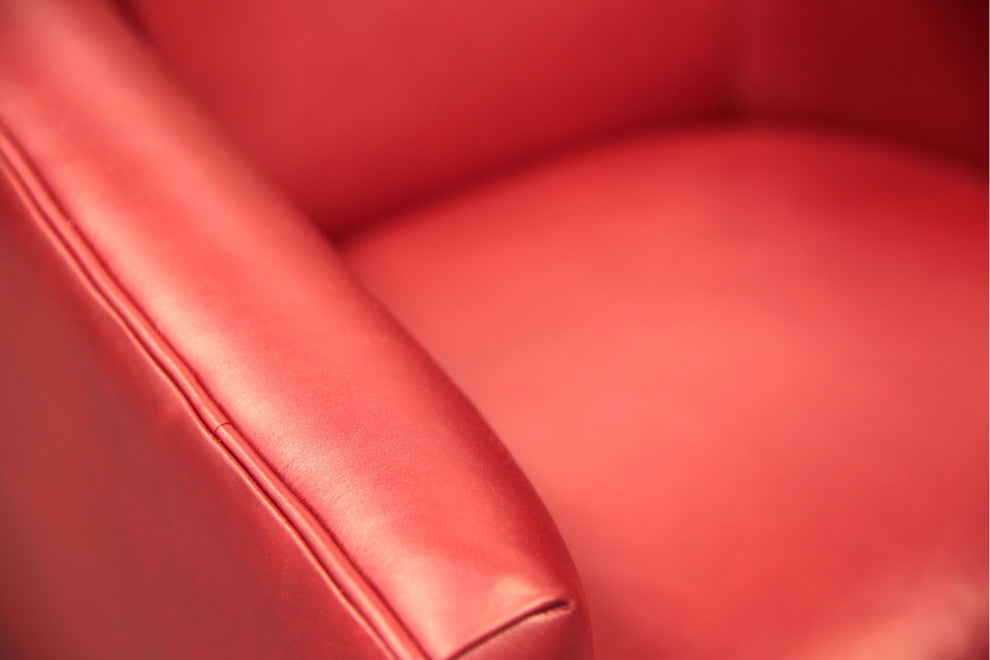 Citi 100% Top Grain Leather Swivel Club Armchair With Waterfall Seat