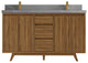 Madison Teak 60 Double Bathroom Vanity in Dark Natural 2" Piatra Gray