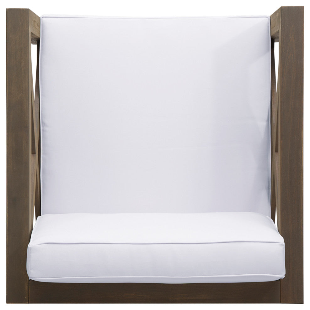 Morgan Outdoor 5 Seater Acacia Wood Sofa Chat Set, White