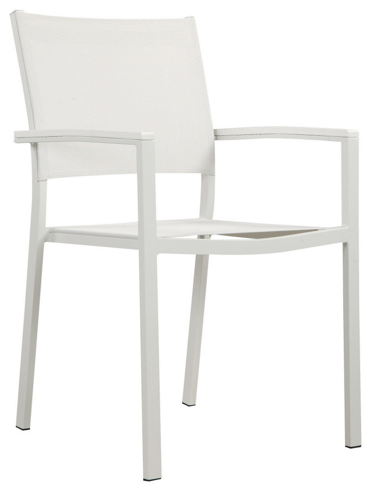 Benzara BM287793 21" Set of 6 Dining Chairs, Aluminum Frames, White Fabric