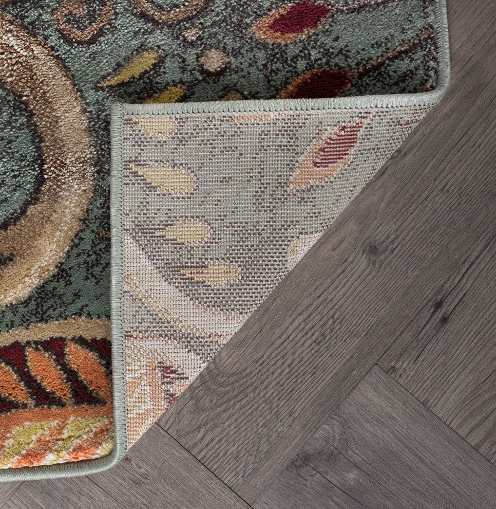 Giselle Transitional Floral Area Rug, Seafoam, 2'3"x10'