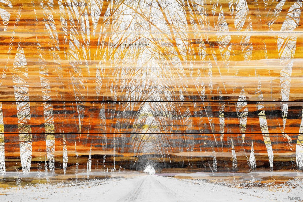 "Orange Striped Sky" Print on White Wood, 60"x40"