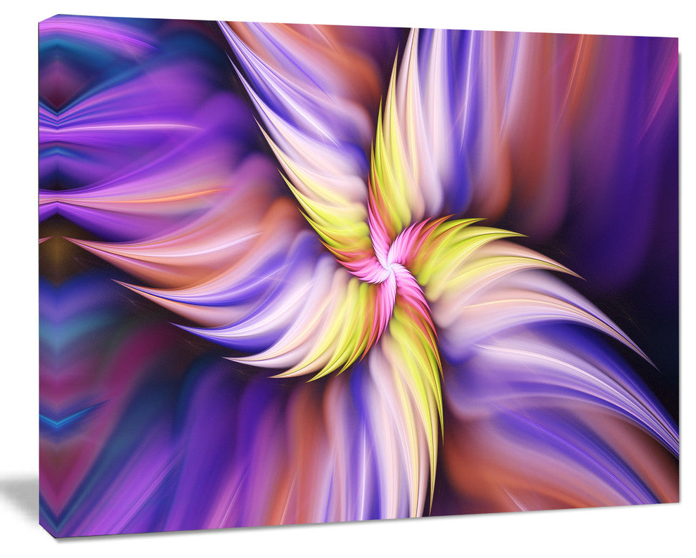Purple Yellow Rotating Flower, Floral Canvas Art Print, 20"x12"
