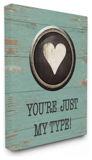 "Just My Type Typewriter Key Heart" 24x30, Large Stretched Canvas Wall Art