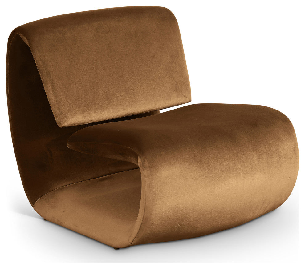 Nouveau Upholstered Chair, Saddle, Velvet