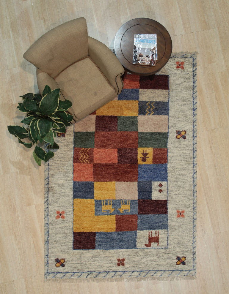 Beige Traditional Geometric Modern Knot Area Rug