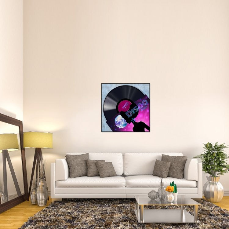 "Vinyl Club, Disco" Framed Canvas Giclee by Steven Hill, 37x37"