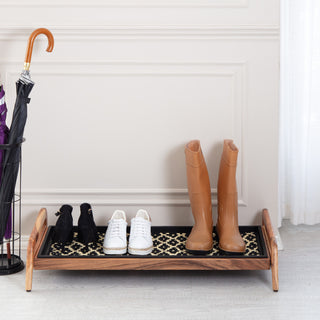Single-Tier Natural Stand With 3-Pair Rubber Boot Tray Madagascar