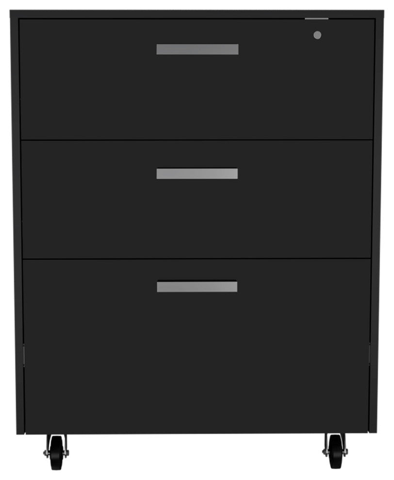 DEPOT E-SHOP Danbury Storage Cabinet with 3 Drawers, Black