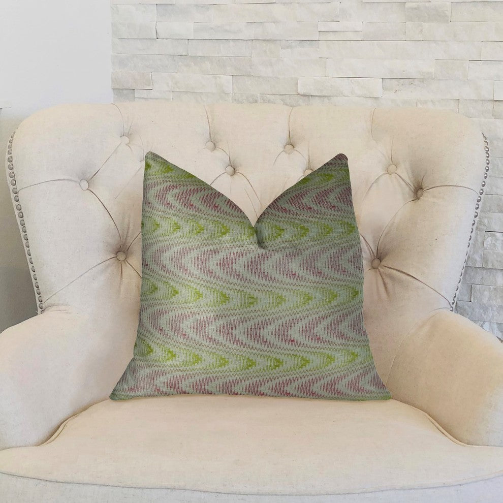 Sound Waves Beet Citrine Ivory Handmade Luxury Pillow, 20"x36" King