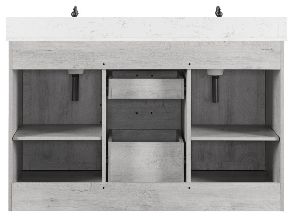 Rafter 54" Bathroom Vanity, White Wash