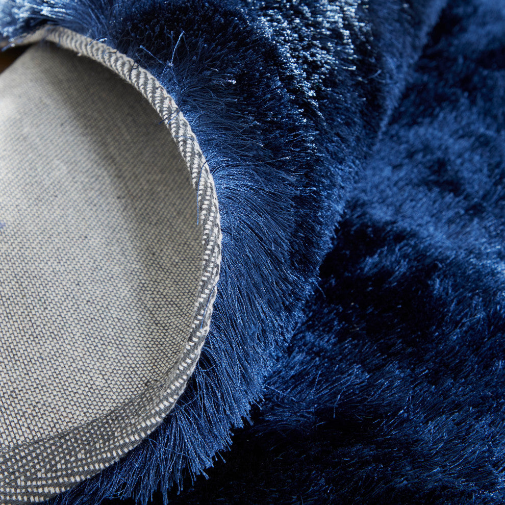 Weave & Wander Armada Plush Shag Rug, Dark Blue, 8'x8' Round