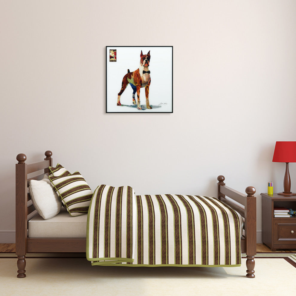 "The Boxer" Printed Dog Wall Art With Black Anodized Aluminum Frame