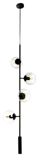 Iglesias | Luxury LED Pendant Light in the Shape of Glass Ball for Dining Room, Black, Clear Glass, Cool Light
