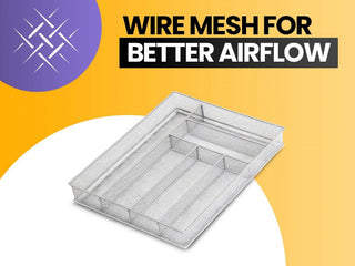 YBM Home Silver Mesh 5-part Flatware Tray 12.5"x9.25"x2", 6-Pack