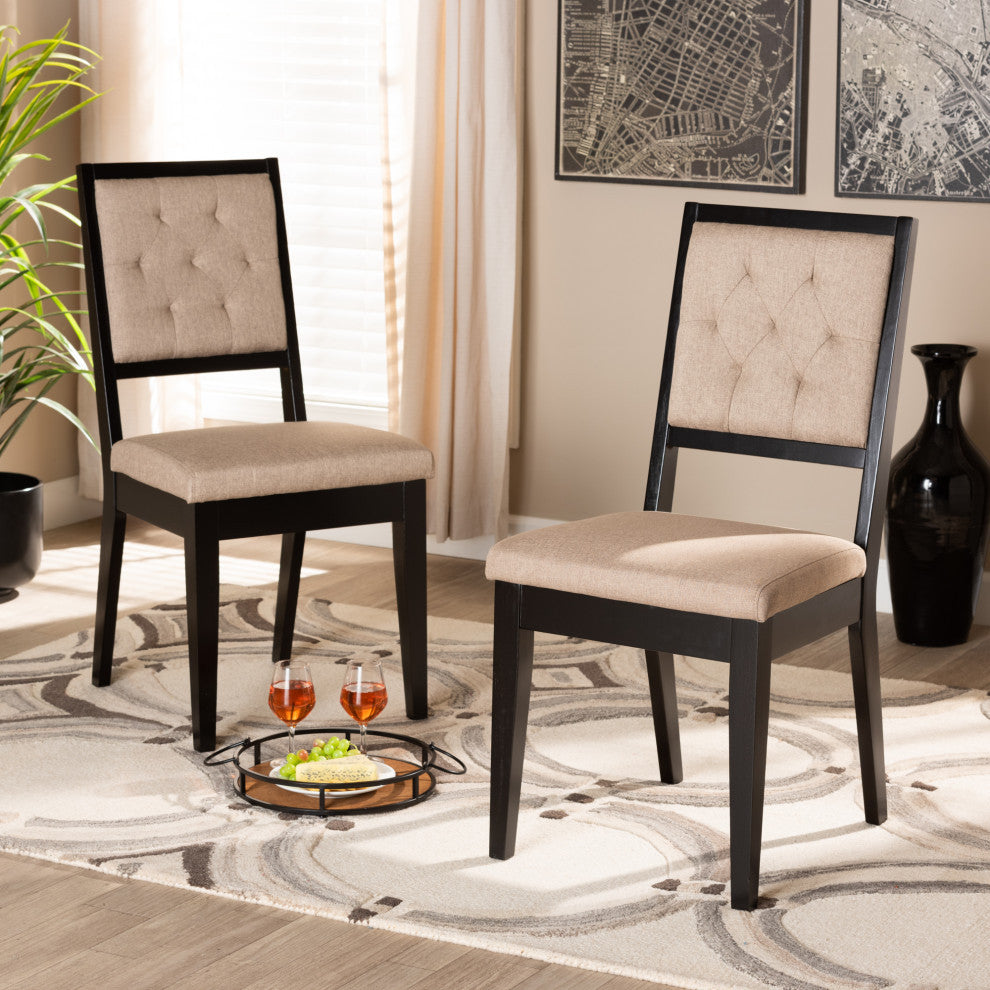 Lakenya Modern 2-Piece Dining Chairs, Sand