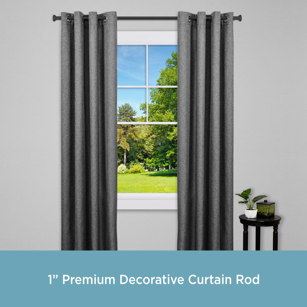 KenneyÂ® Weaver 1" Premium Decorative Window Curtain Rod, Black, 48-86