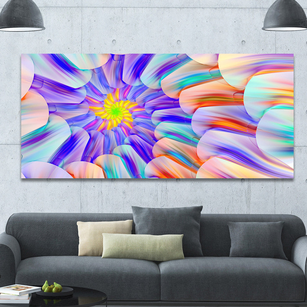 Multi Colored Stain Glass with Spirals, Large Floral Canvas Art Print, 60"x28"