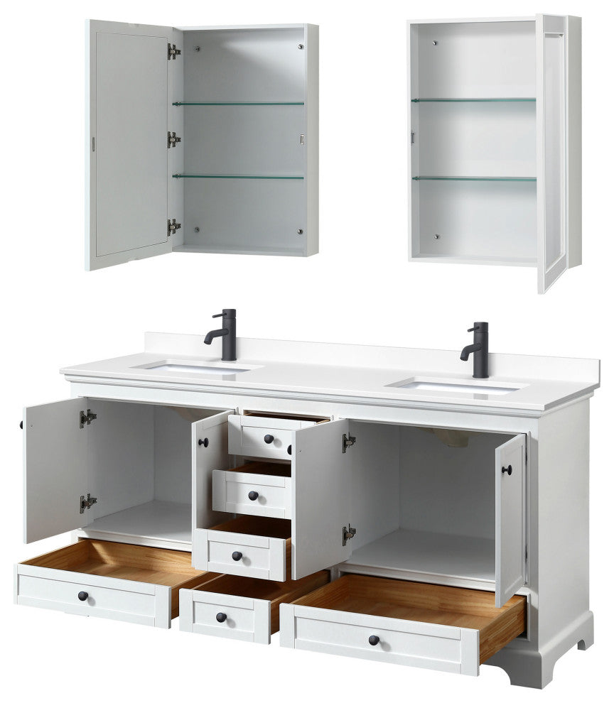 Wyndham Collection WCS202072D-VCA-MED Deborah 72" - White / Carrara Cultured